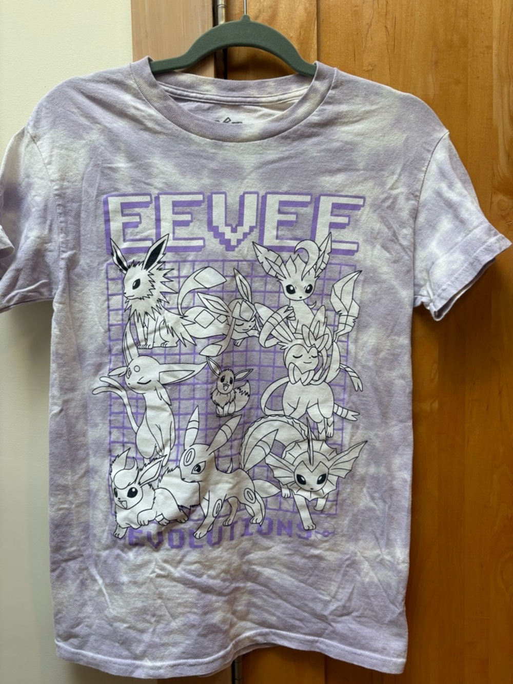 Pokemon unisex adult S. Lavender Graphic Tee - Purple & White Eevee Evolutions